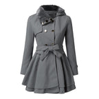 Resa Women's Winter Belted Fur Trench Coat