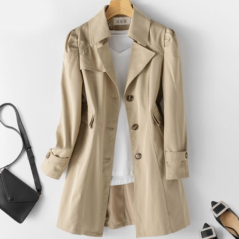 Elle Women's Classic Single-Breasted Trench Coat