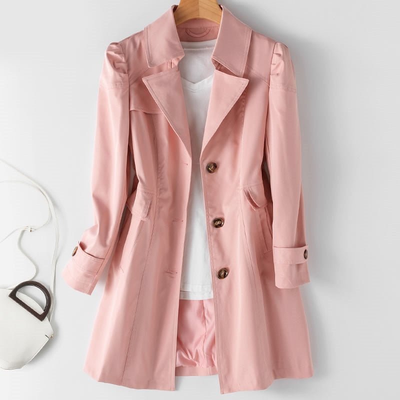 Elle Women's Classic Single-Breasted Trench Coat