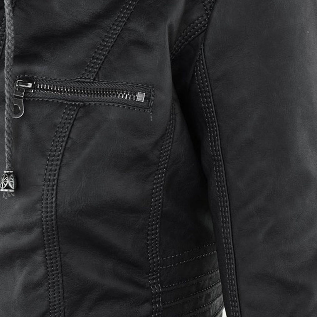 Rhea Women's Hooded Leather Moto Jacket