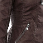 Rhea Women's Hooded Leather Moto Jacket