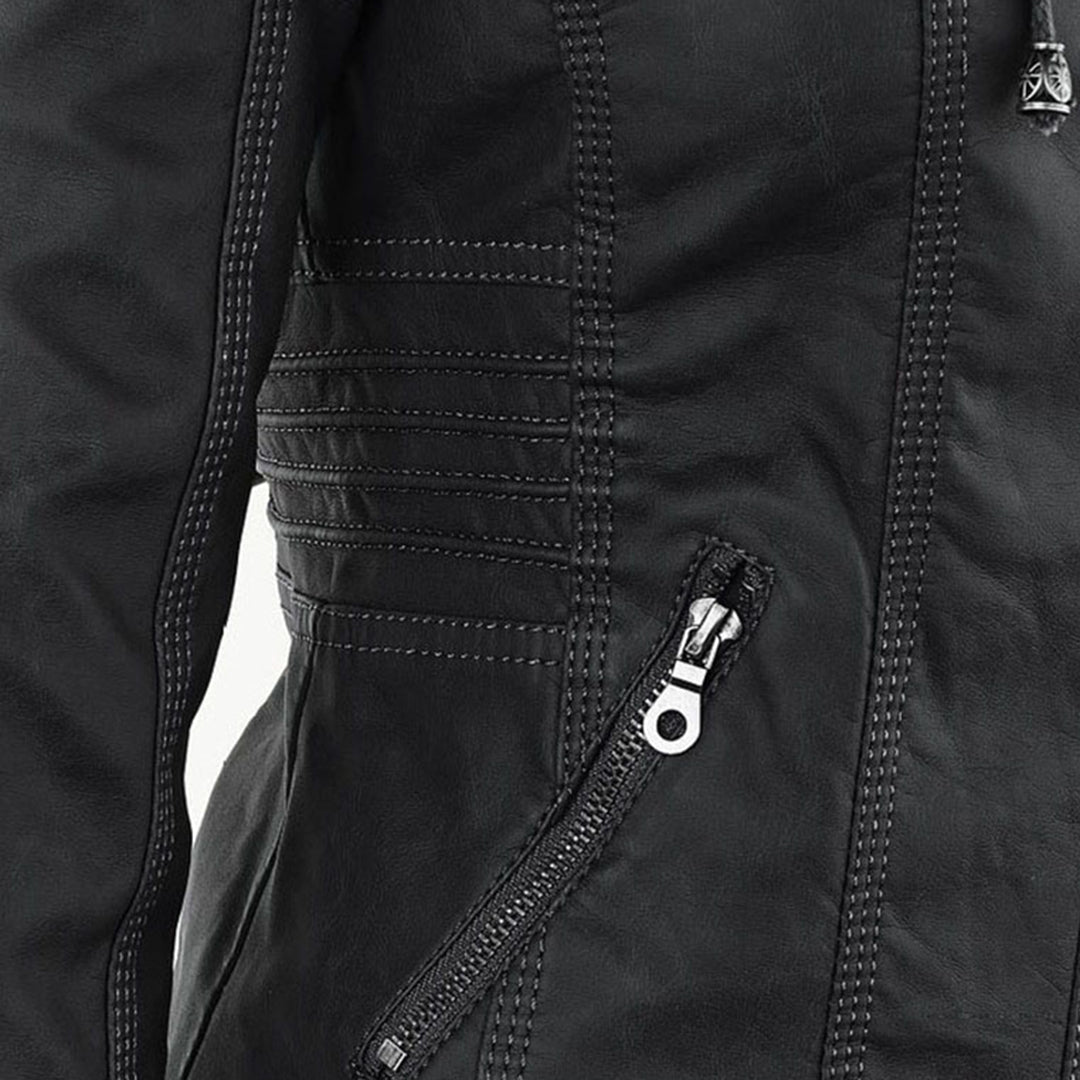Rhea Women's Hooded Leather Moto Jacket