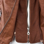 Rhea Women's Hooded Leather Moto Jacket