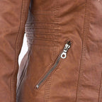 Rhea Women's Hooded Leather Moto Jacket