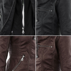 Rhea Women's Hooded Leather Moto Jacket