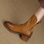 Elma Women's Leather Double-Zip Block Heel Ankle Boots
