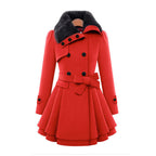 Resa Women's Winter Belted Fur Trench Coat