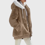 Rayna Color-Block Sherpa Zip Hoodie Jacket for Winter