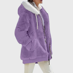 Rayna Color-Block Sherpa Zip Hoodie Jacket for Winter