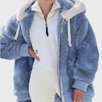 Rayna Color-Block Sherpa Zip Hoodie Jacket for Winter