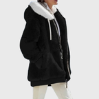 Rayna Color-Block Sherpa Zip Hoodie Jacket for Winter