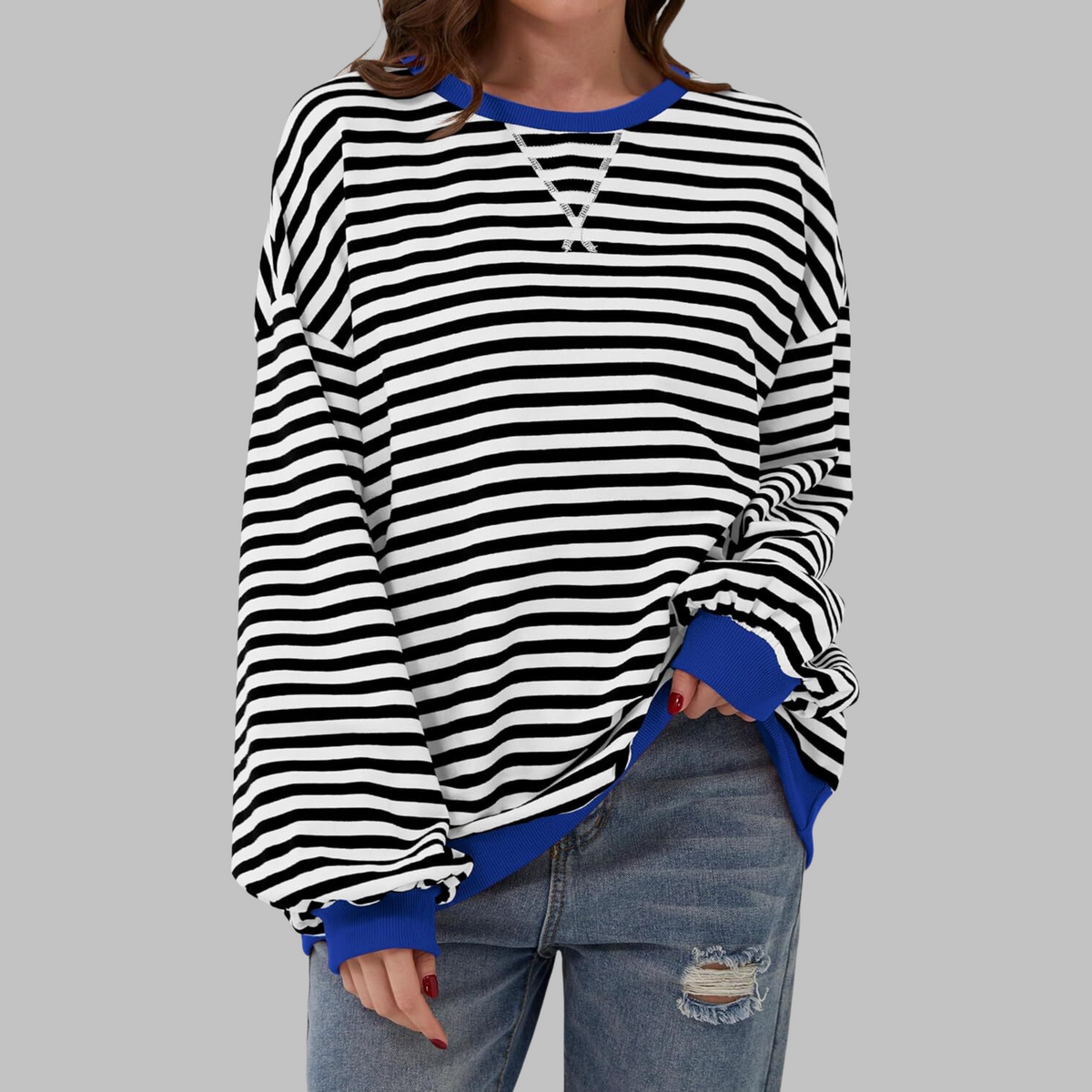 Milo Oversized Striped Crewneck Sweatshirt