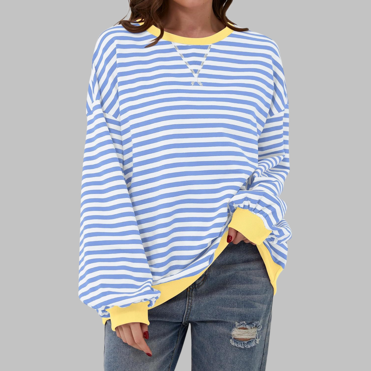 Milo Oversized Striped Crewneck Sweatshirt