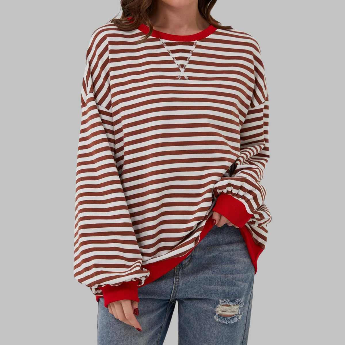 Milo Oversized Striped Crewneck Sweatshirt
