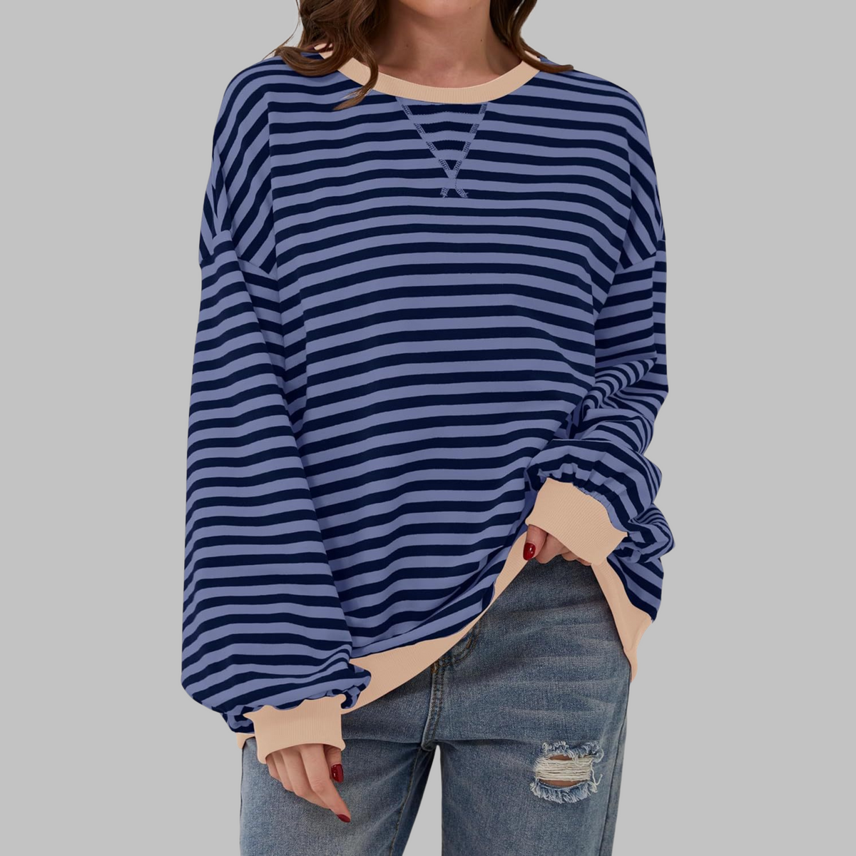 Milo Oversized Striped Crewneck Sweatshirt