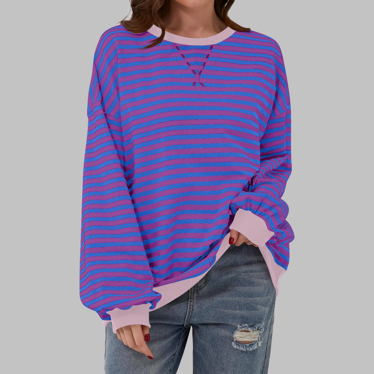 Milo Oversized Striped Crewneck Sweatshirt