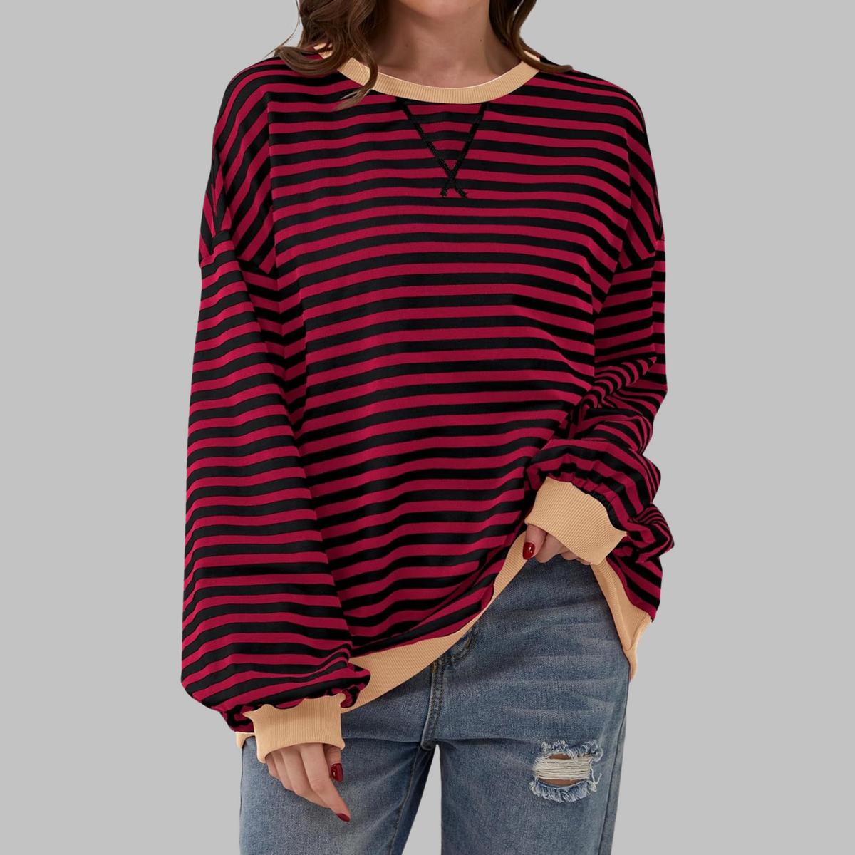 Milo Oversized Striped Crewneck Sweatshirt