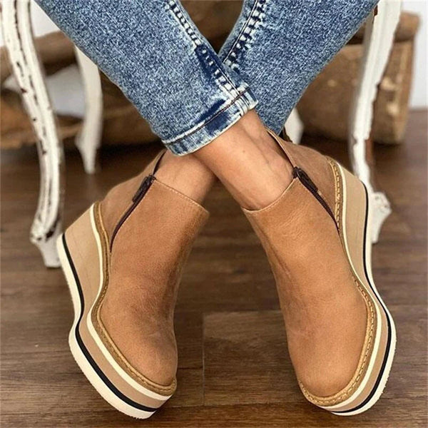 Luise Comfy Platform Wedge Ankle Boots for Fall