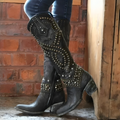 Beau Women's Leather Studded Western Tall Boots