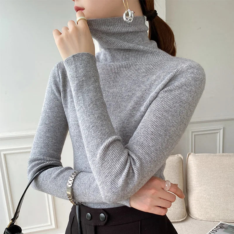 Alea Women's Ribbed Turtleneck Cashmere Sweater