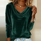Mary | Velvet Cowl-Neck Long-Sleeve Top