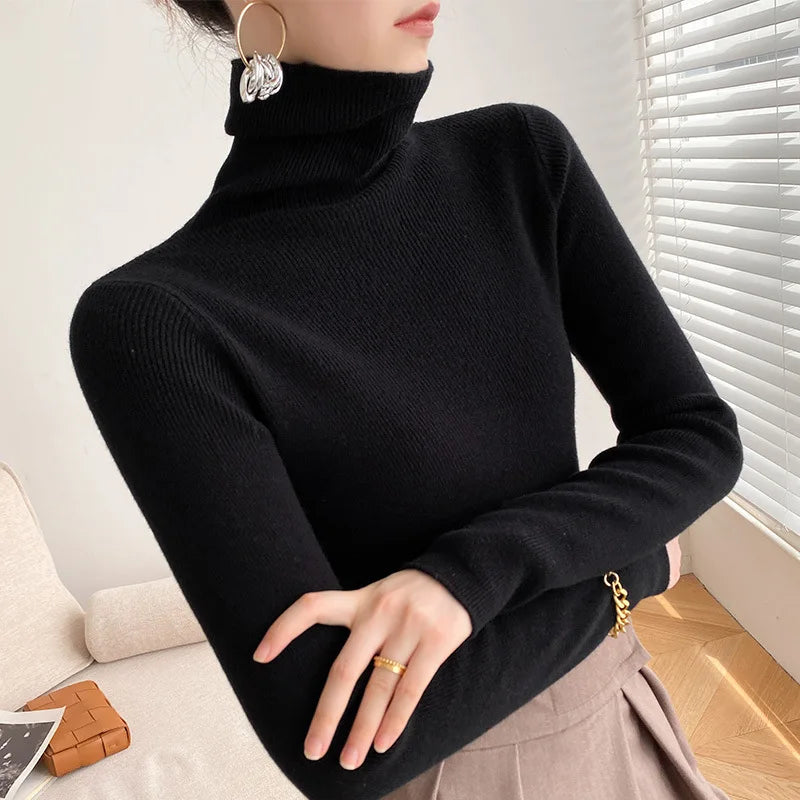 Alea Women's Ribbed Turtleneck Cashmere Sweater