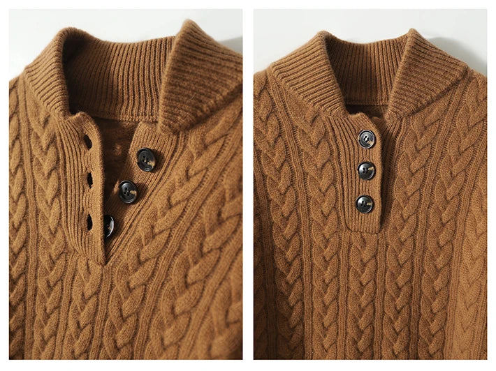 Allie Cable-Knit Button-Up Cashmere Sweater
