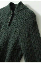 Allie Cable-Knit Button-Up Cashmere Sweater