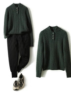 Allie Cable-Knit Button-Up Cashmere Sweater