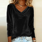 Mary | Velvet Cowl-Neck Long-Sleeve Top