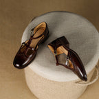 Leila Two-Tone Leather T-Strap Mary Janes