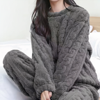 Tia Women's Plush Fluffy Fleece Two-Piece Lounge Set