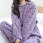 Tia Women's Plush Fluffy Fleece Two-Piece Lounge Set