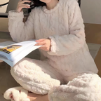 Tia Women's Plush Fluffy Fleece Two-Piece Lounge Set