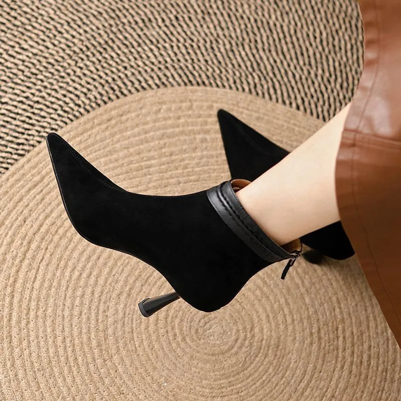 Leila Suede Stiletto Heeled Ankle Boots