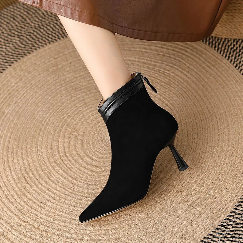 Leila Suede Stiletto Heeled Ankle Boots