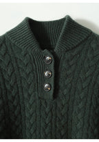 Allie Cable-Knit Button-Up Cashmere Sweater