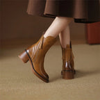 Elma Women's Leather Double-Zip Block Heel Ankle Boots