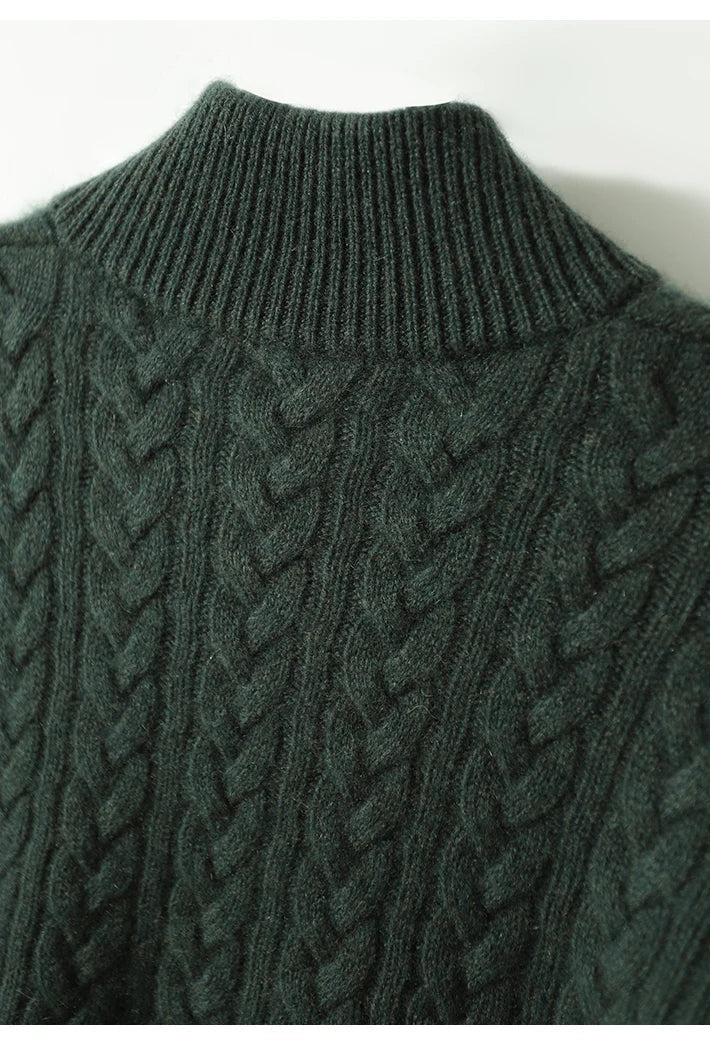 Allie Cable-Knit Button-Up Cashmere Sweater
