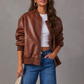 Kyla Women's Leather Relaxed Bomber Jacket