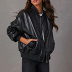Kyla Women's Leather Relaxed Bomber Jacket