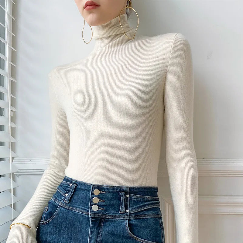 Alea Women's Ribbed Turtleneck Cashmere Sweater