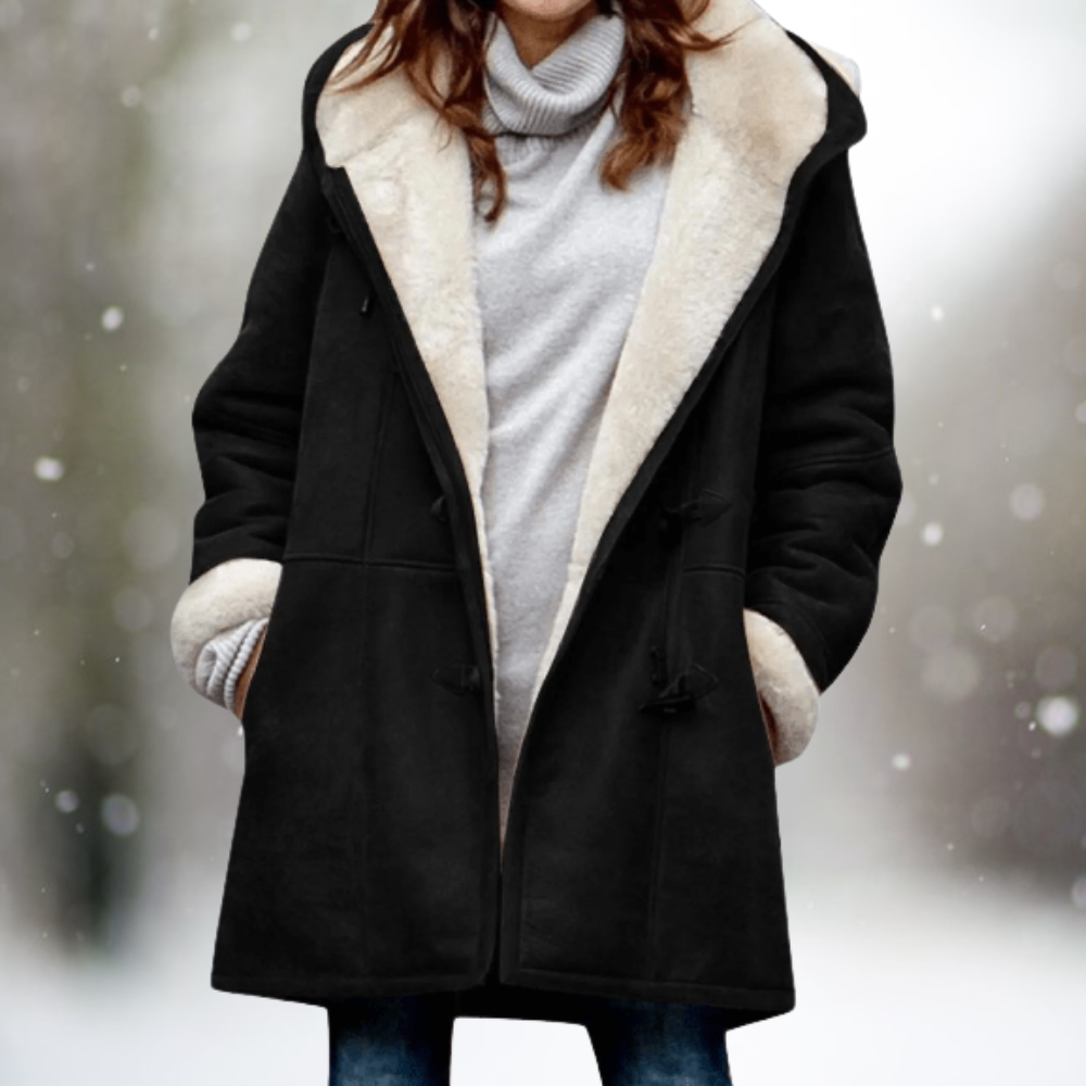 Lola Warm Long Shearling Hooded Winter Coat