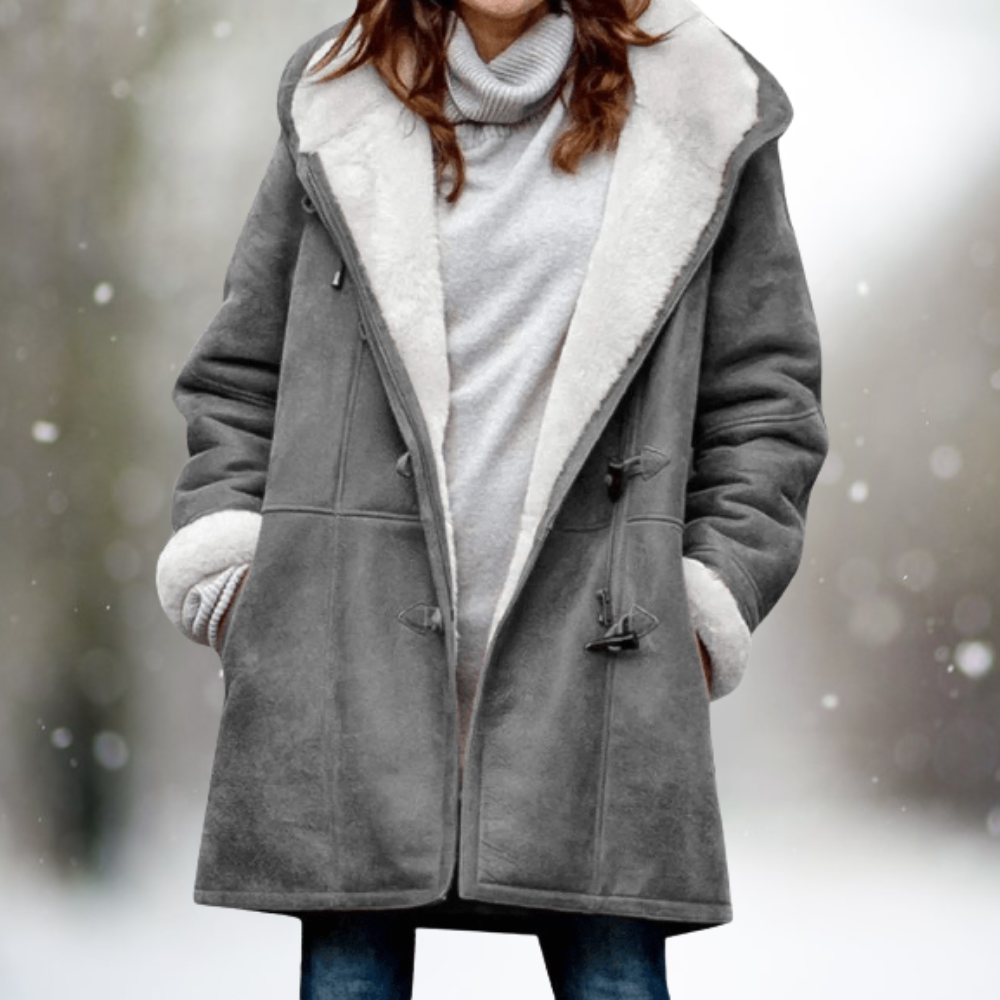 Lola Warm Long Shearling Hooded Winter Coat
