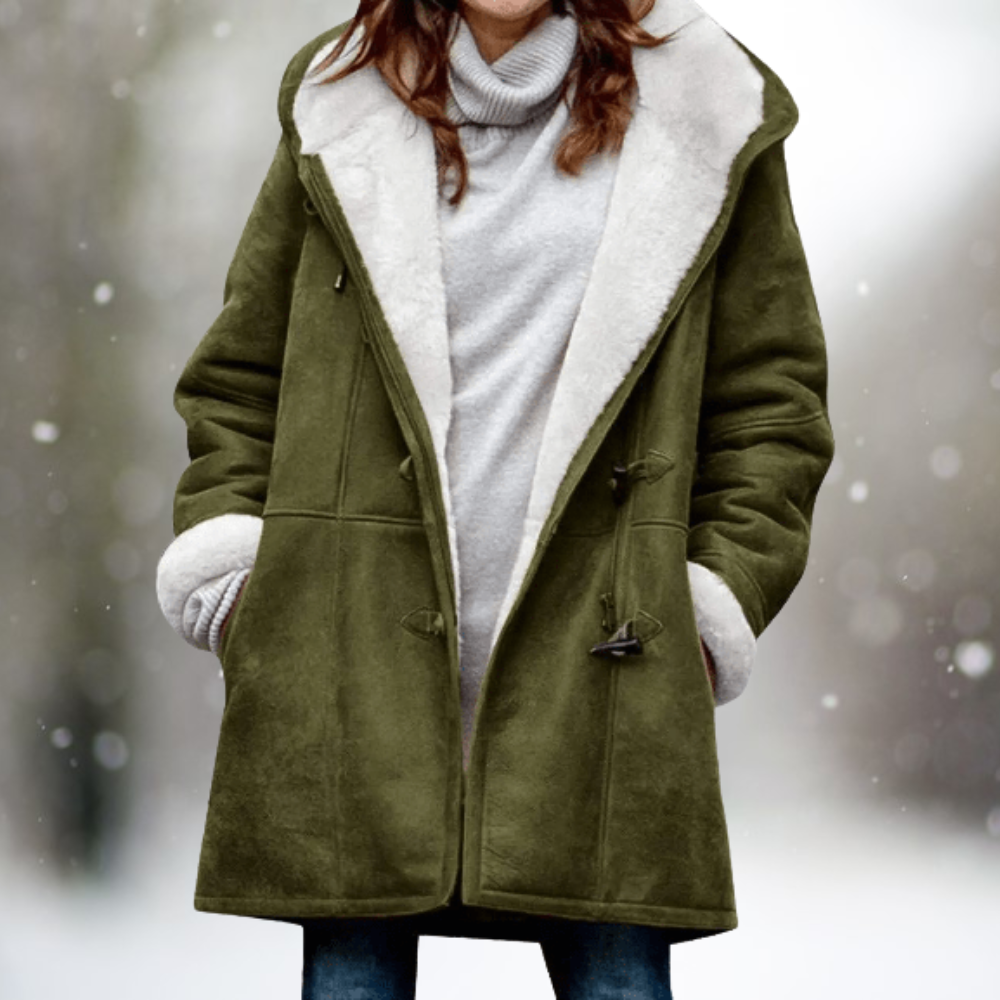 Lola Warm Long Shearling Hooded Winter Coat