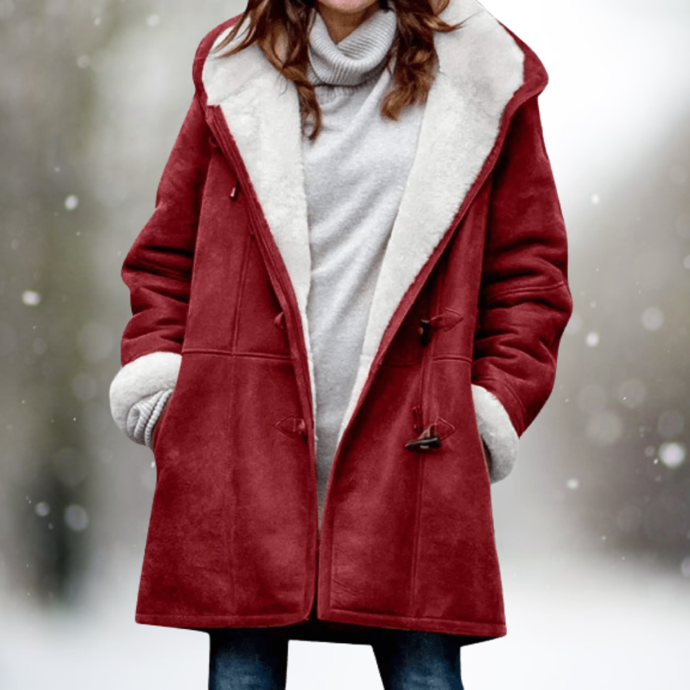 Lola Warm Long Shearling Hooded Winter Coat
