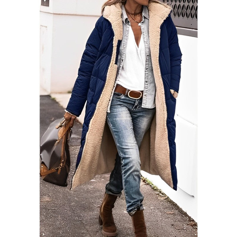 Anna Women's Long Shearling Lined Quilted Puffer Coat