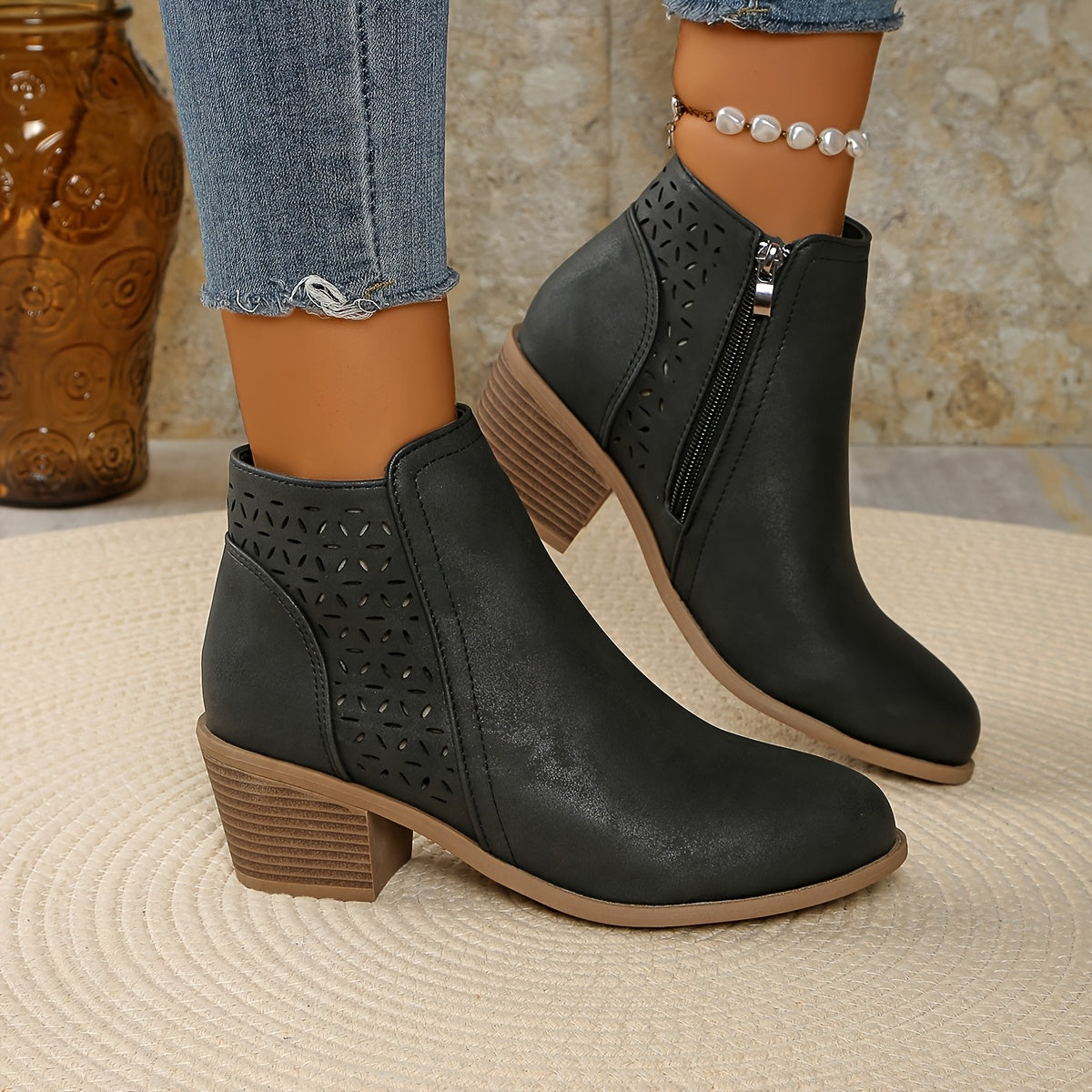Zoey Women's Orthopedic Cutout Leather Ankle Boots