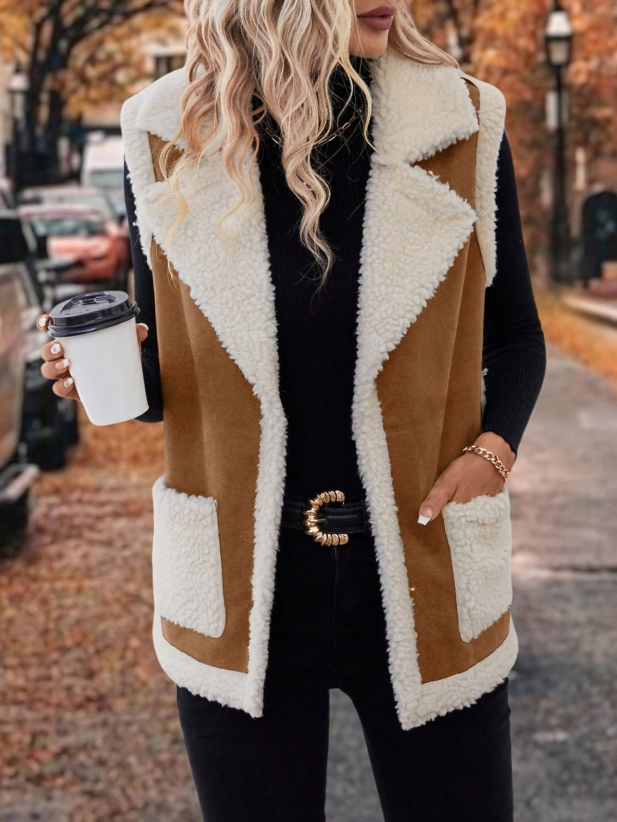 Mila Shearling-Trimmed Suede Vest for Fall