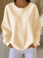 Lola Waffle-Knit Relaxed Crewneck Sweater